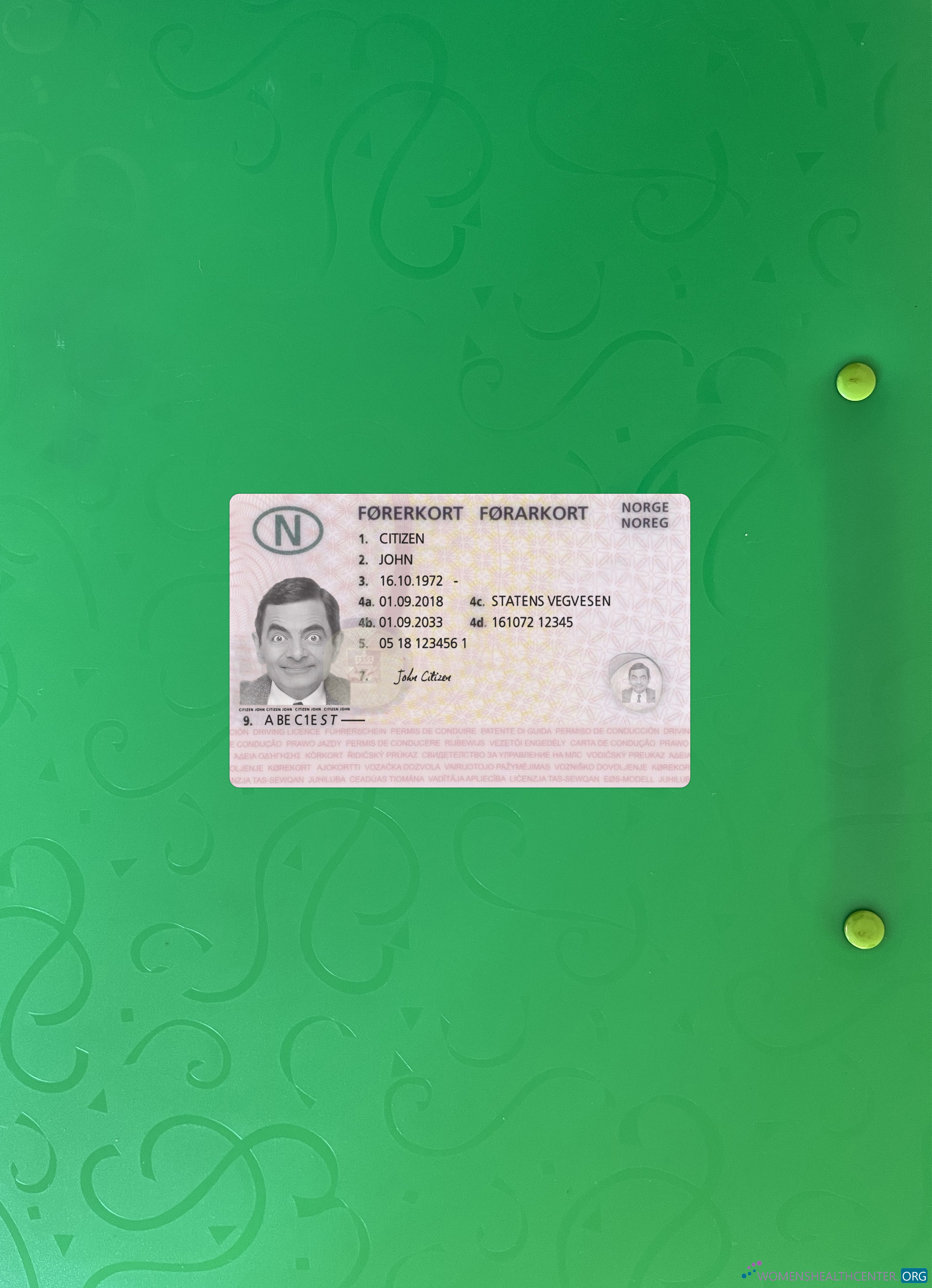 Download Norway driving license 2018 present photolook front Photoshop template